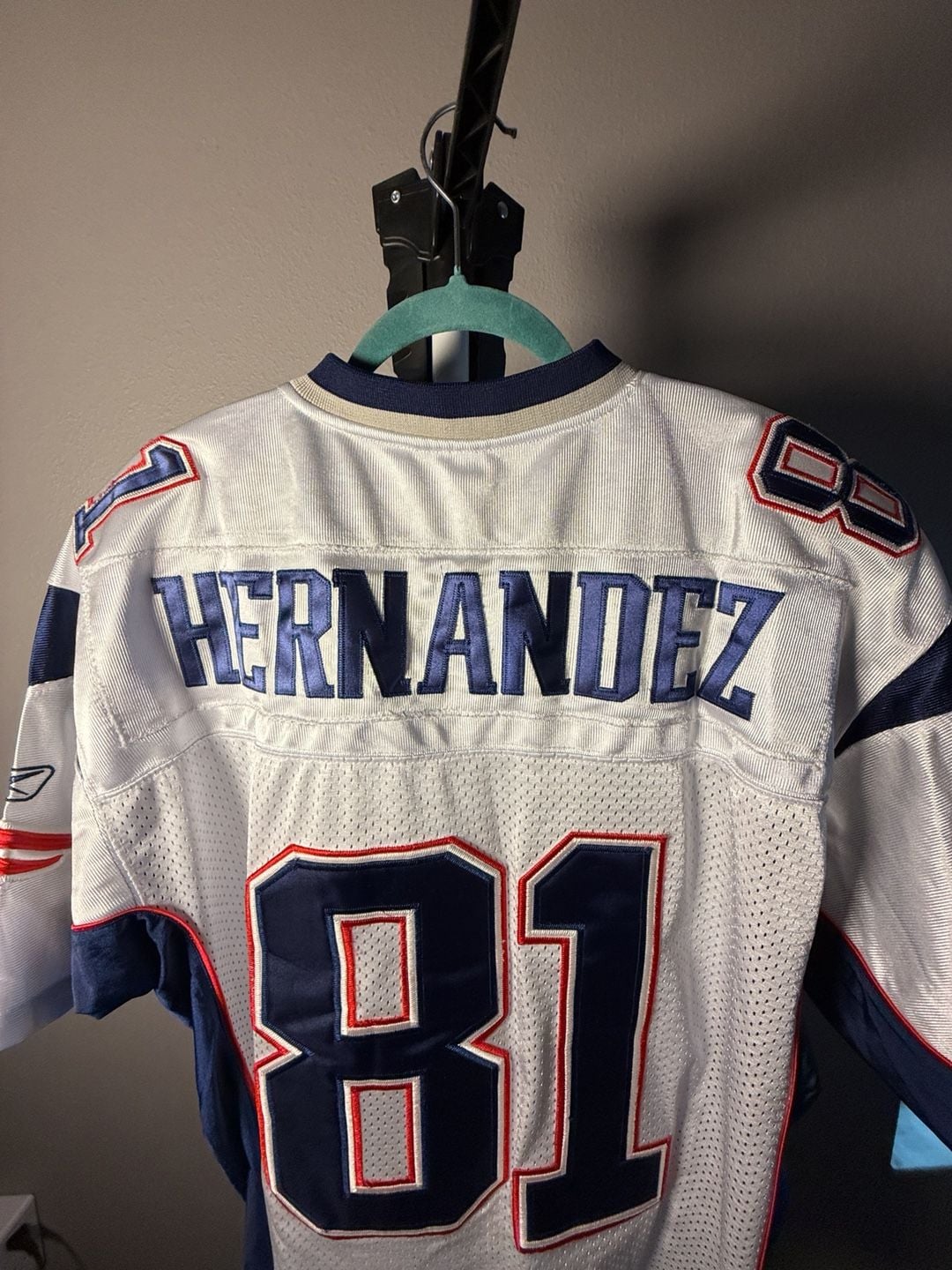 Reebok NFL Patriots Aaron Hernandez 81 Super Bowl XLVI Jersey Size 52 White 14