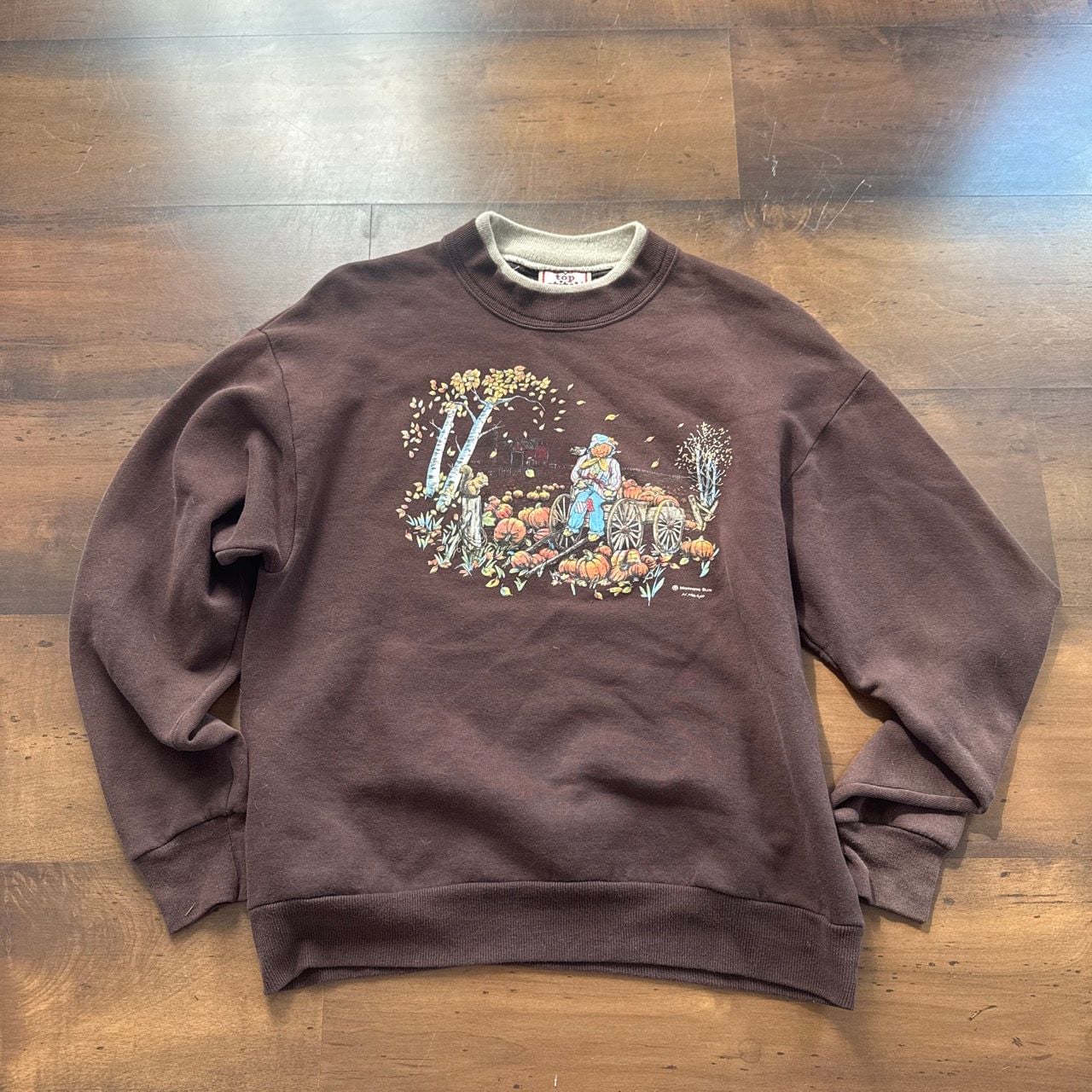 Top Stitch By Morning Sun Sweatshirt Size Medium Brown Pumpkin 2