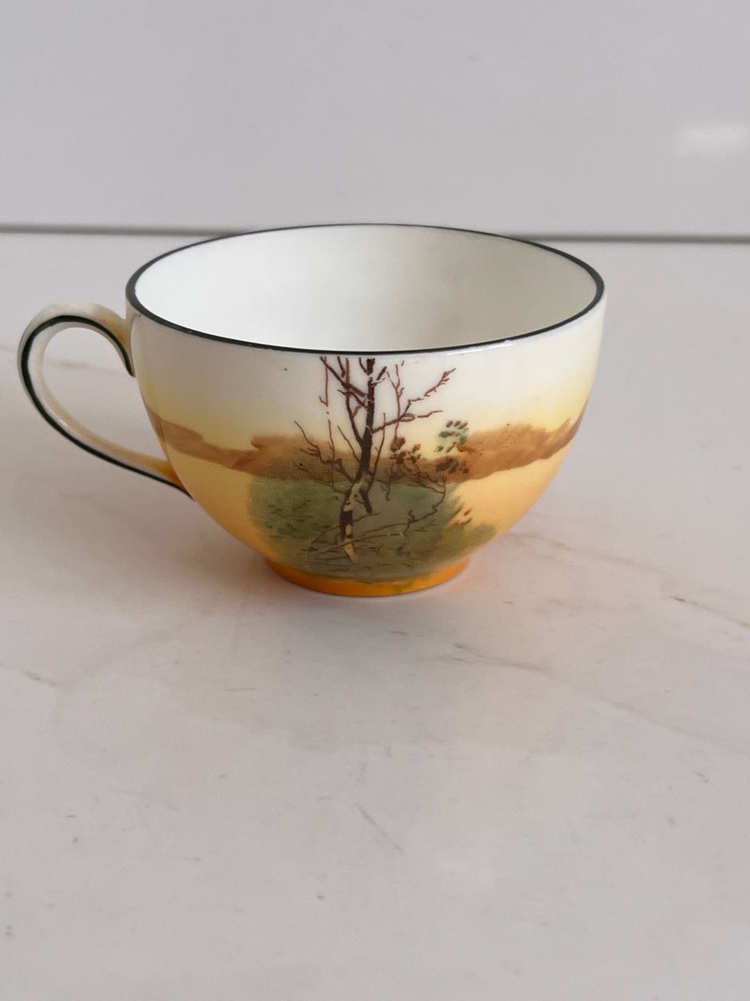 Royal Doulton Coaching Days Series Flat Teacup Yellow Coach Horses 3