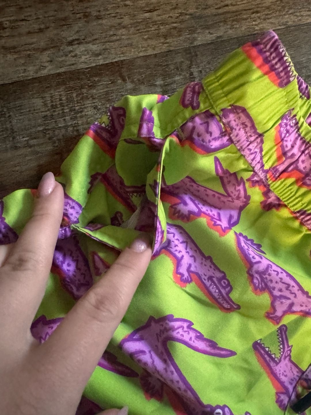 Maamgic Crocodile Print Swim Trunks Size 8 Green Pink 7