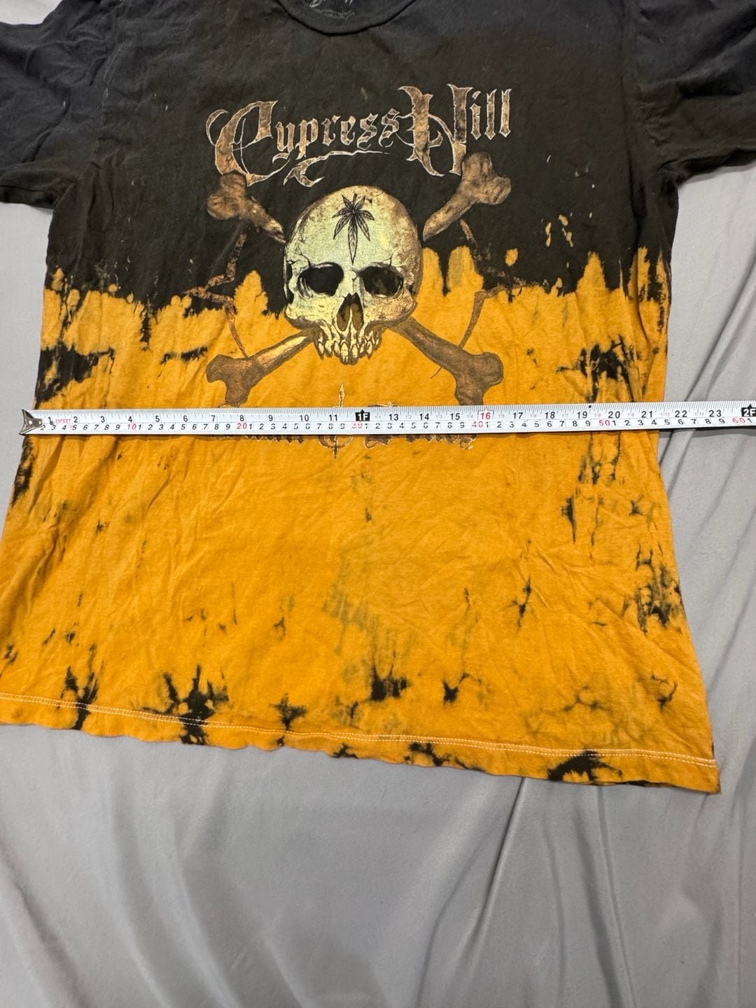 Cypress Hill Skull & Bones T-Shirt Size 2X Black Yellow Tie Dye 5