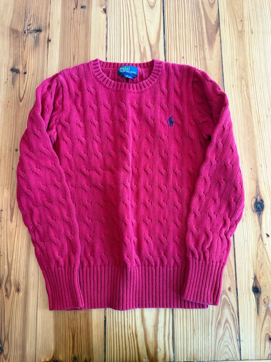 Polo Ralph Lauren Cable Knit Sweater Size M (10-12) Pink Cotton 2