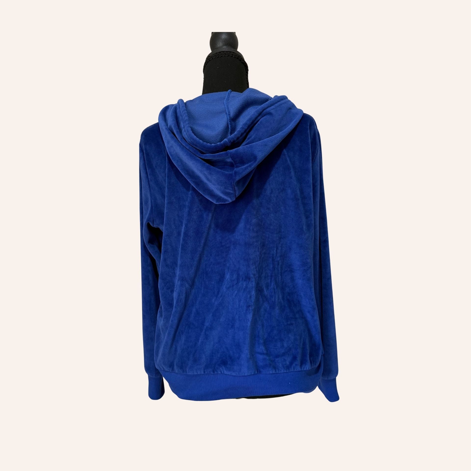 y2k blue velour zip up hoodie mcbling 2000s tracksuit jacket size large 4