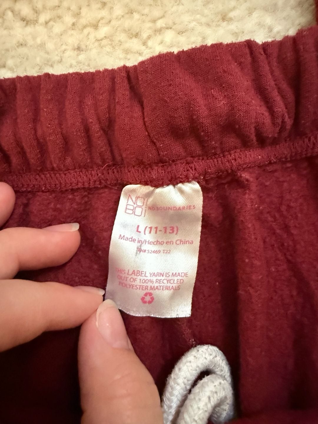 No Boundaries Flare Lounge Pants Size L 11-13 Burgundy Sweatpants 2