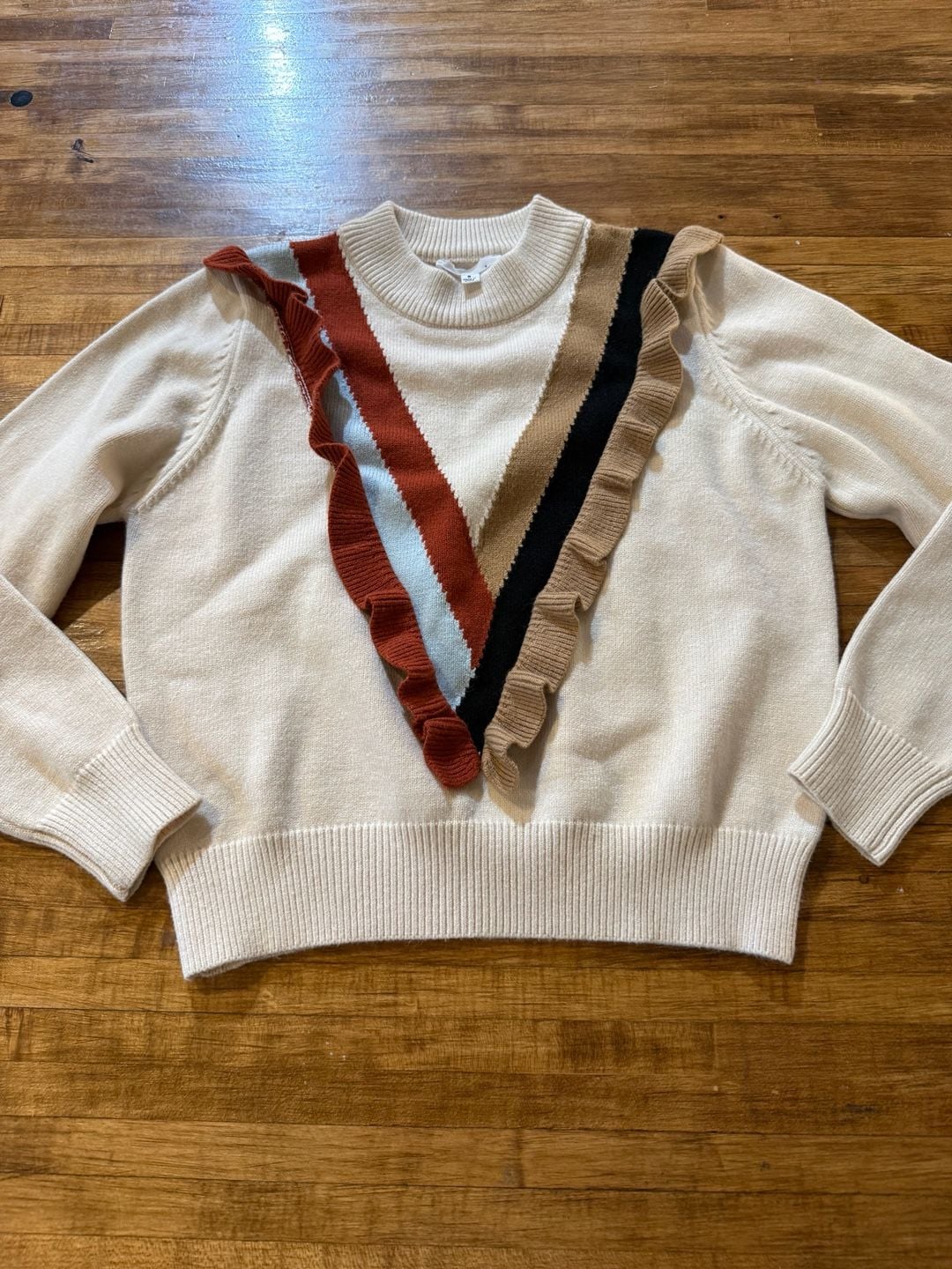 THML Varsity Ruffle Detail Sweater Sz Small (k1) 3