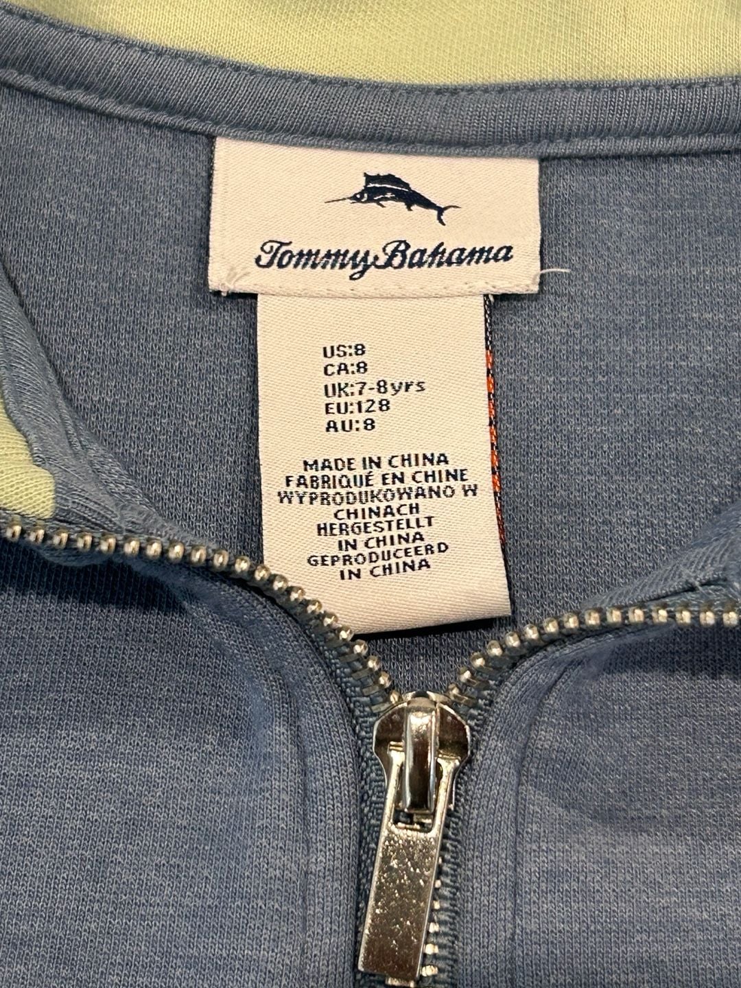 Tommy Bahama Quarter-Zip Pullover Size 8 Blue Striped LS Shirt 4
