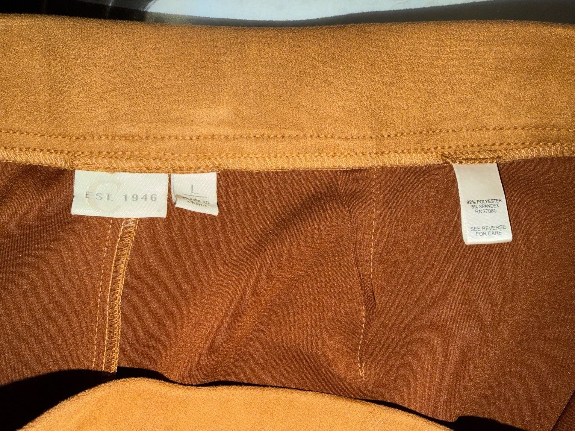 Century 21 Faux Suede Skirt Size L Brown Button Front Mini Pocket 7