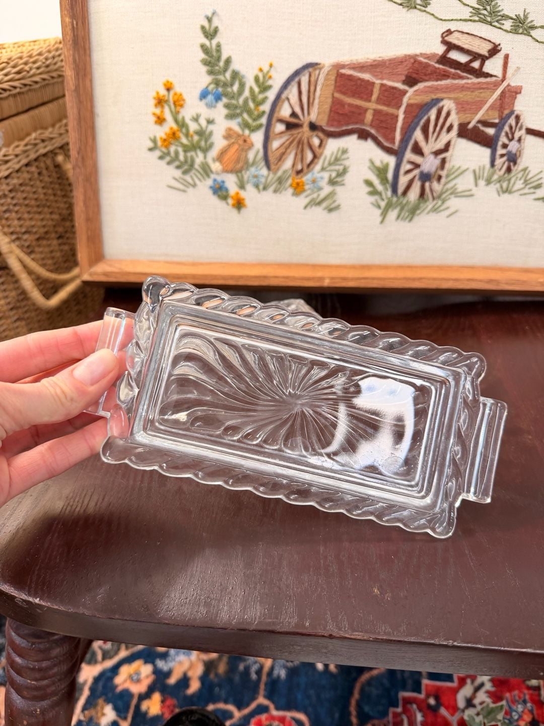 Vintage MCM Fostoria Colony Glass Swirl 1/4 Pound Covered Butter Dish Clear 6