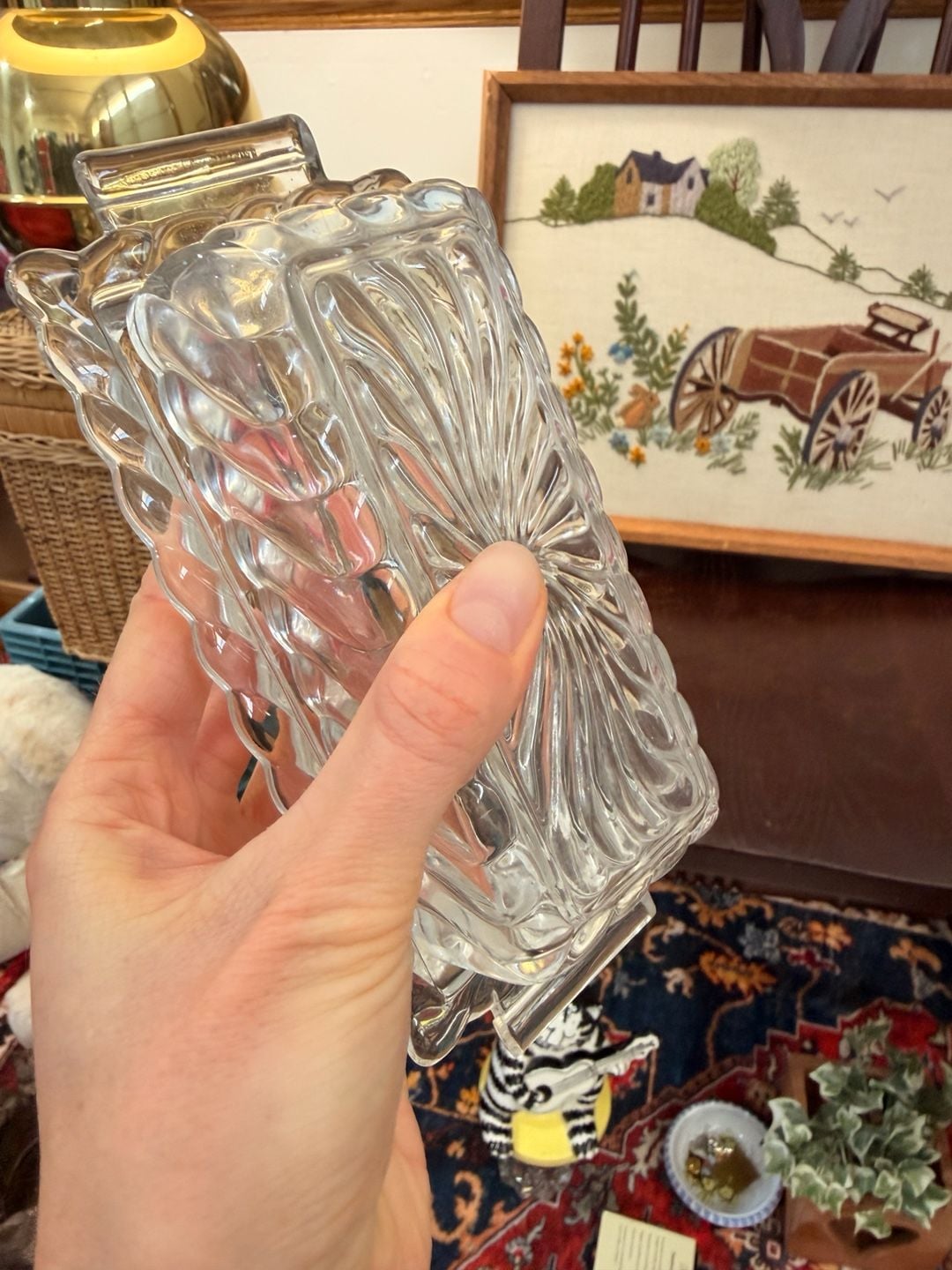 Vintage MCM Fostoria Colony Glass Swirl 1/4 Pound Covered Butter Dish Clear 9