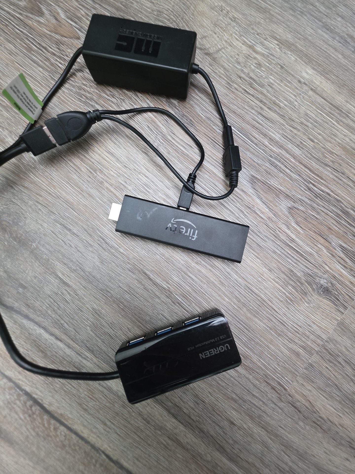 Amazon Fire TV Stick with Ugreen USB Hub and Mission Cables Power 3