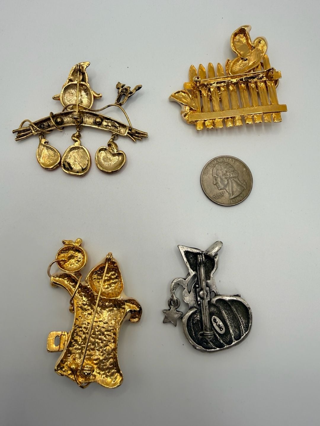 Lot of 4 Vintage Enamel Halloween Brooches Assorted 6
