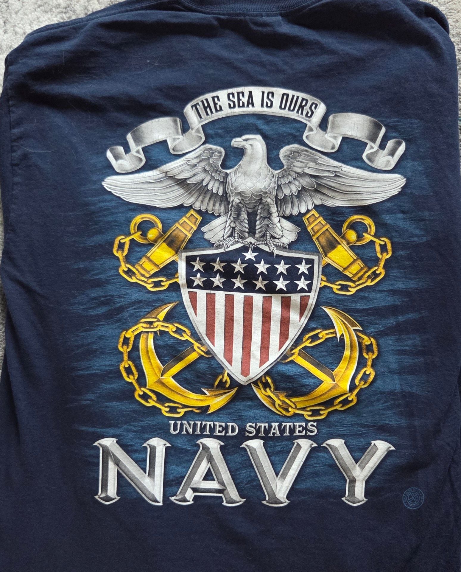 Gildan US Navy Long Sleeve T-Shirt Size M Blue Anchor Graphic 6