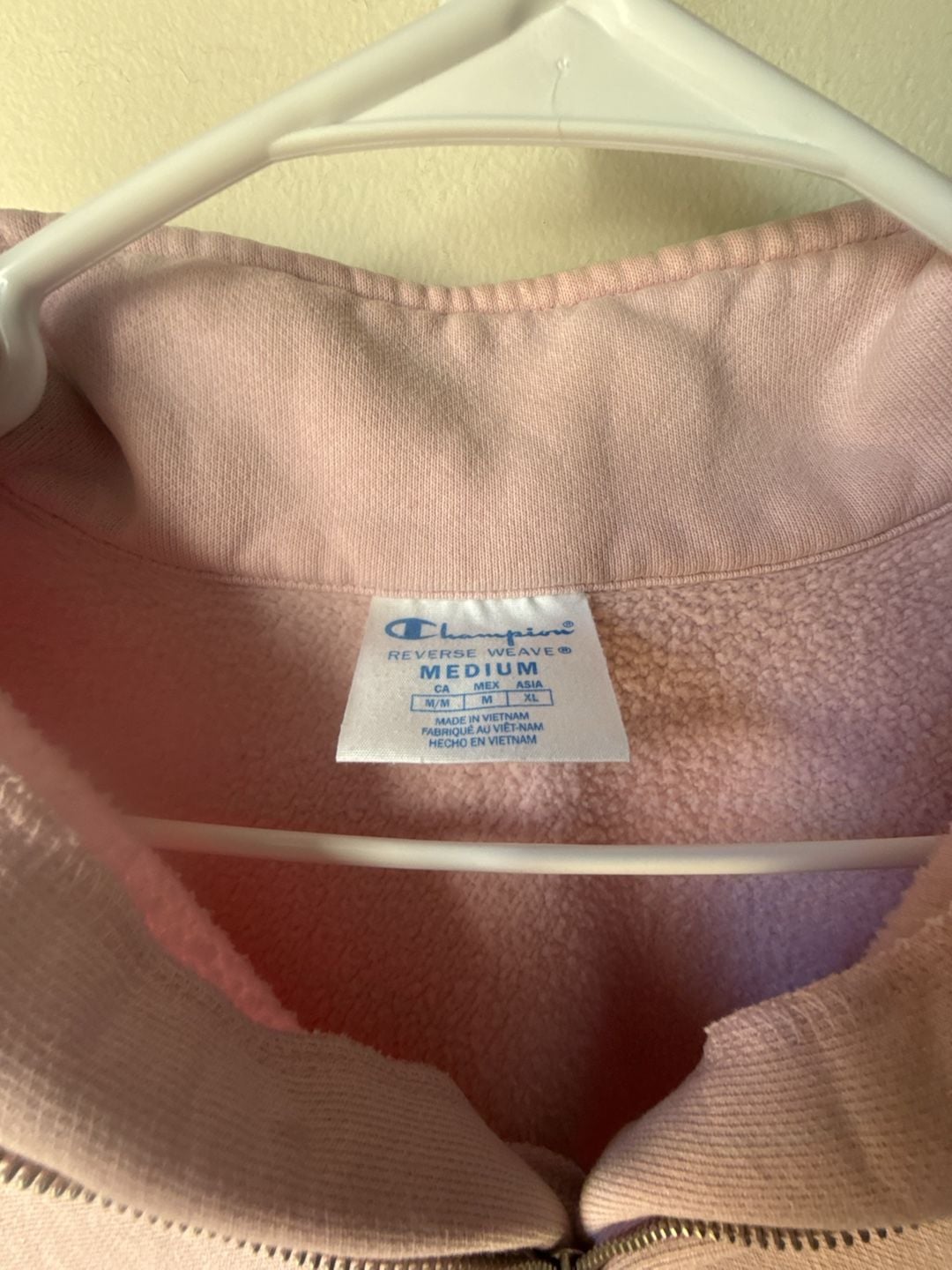 🩷 Rare Pink Champion Reverse Weave 🤍 Quarter Zip Pullover Size Medium 3