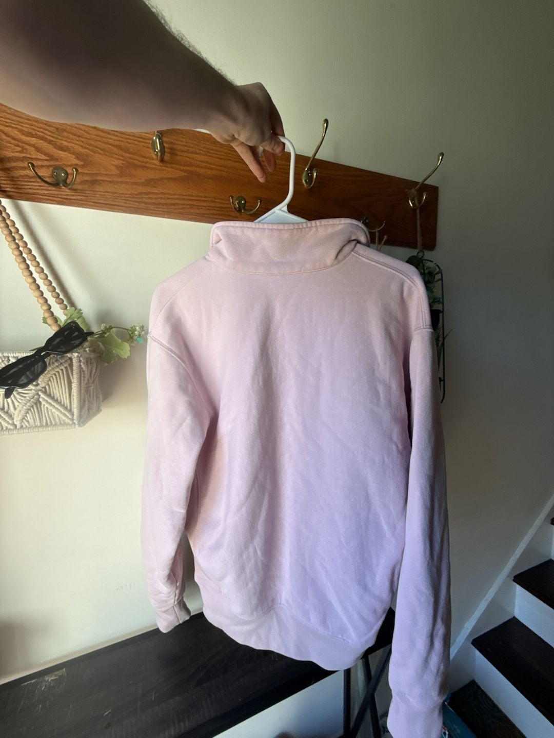 🩷 Rare Pink Champion Reverse Weave 🤍 Quarter Zip Pullover Size Medium 6