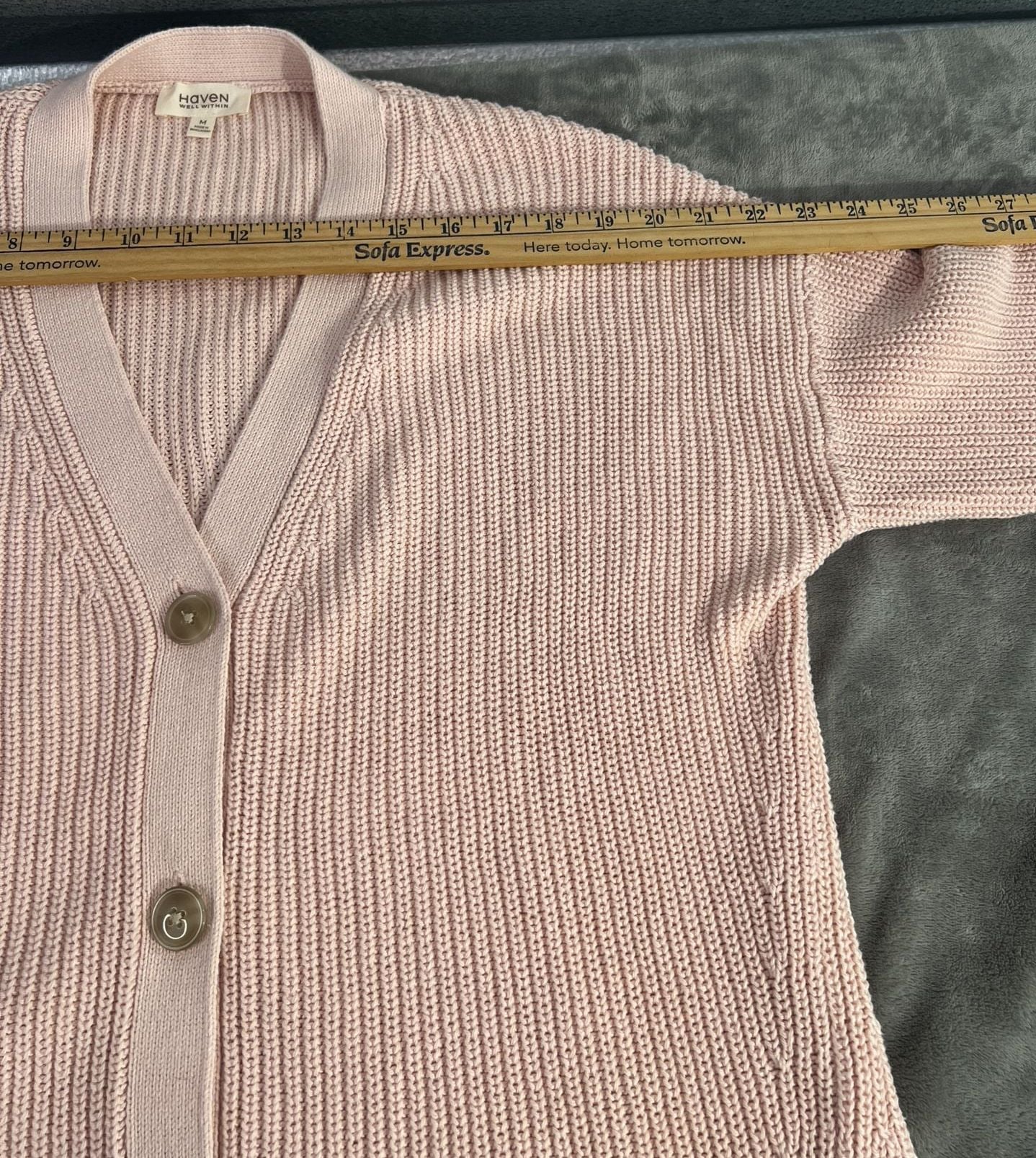 Haven Well Within Cardigan Size M Pink Organic Cotton V-Neck Sweater 7