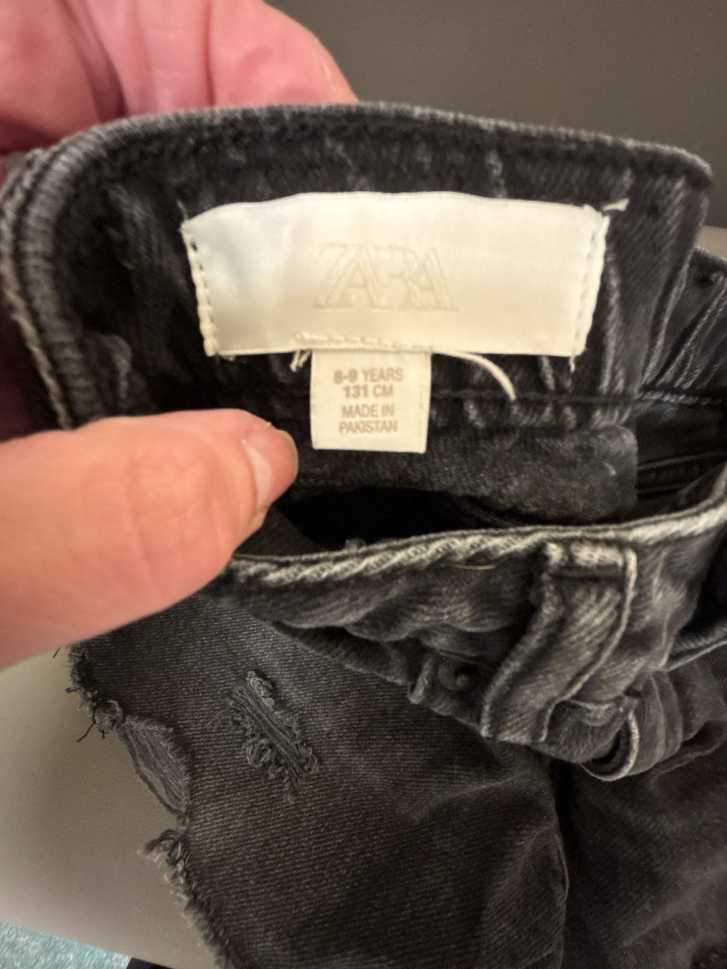 Zara Denim Shorts Size 8-9 Years Black Distressed Cut Off 4