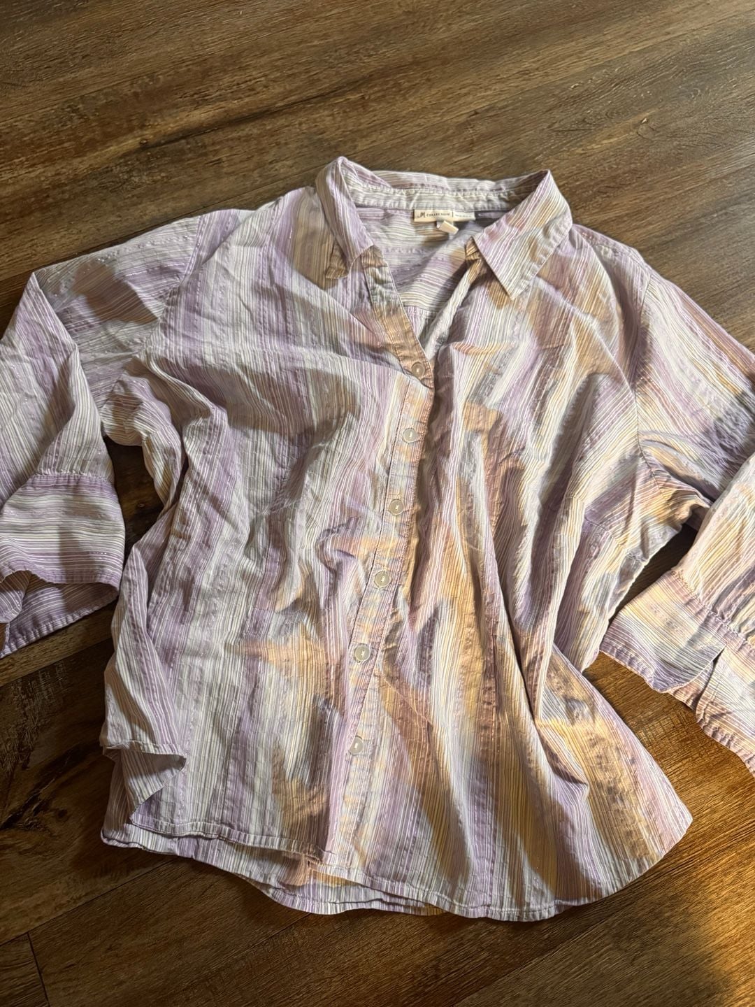 JM Collection Button Down Shirt Size 20W Purple Striped 2