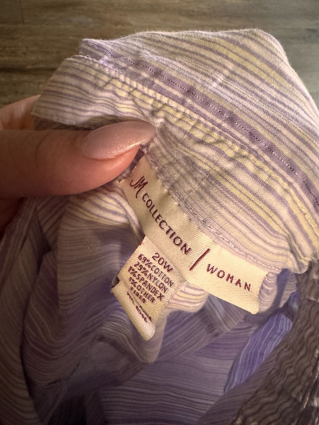 JM Collection Button Down Shirt Size 20W Purple Striped 6