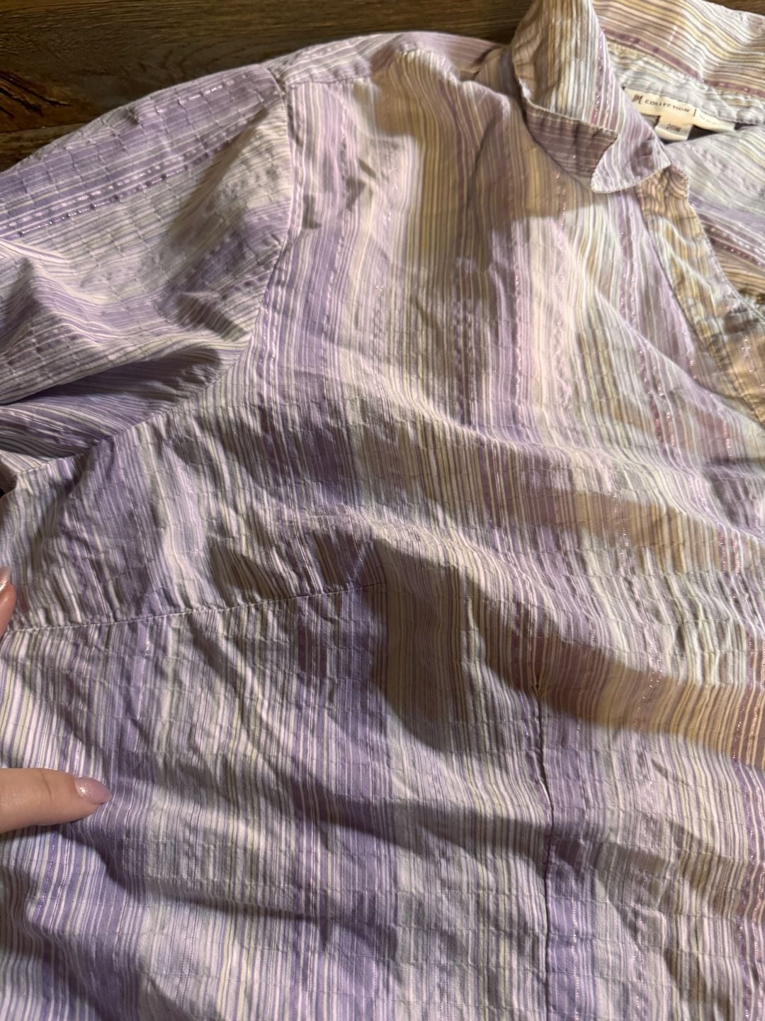 JM Collection Button Down Shirt Size 20W Purple Striped 7