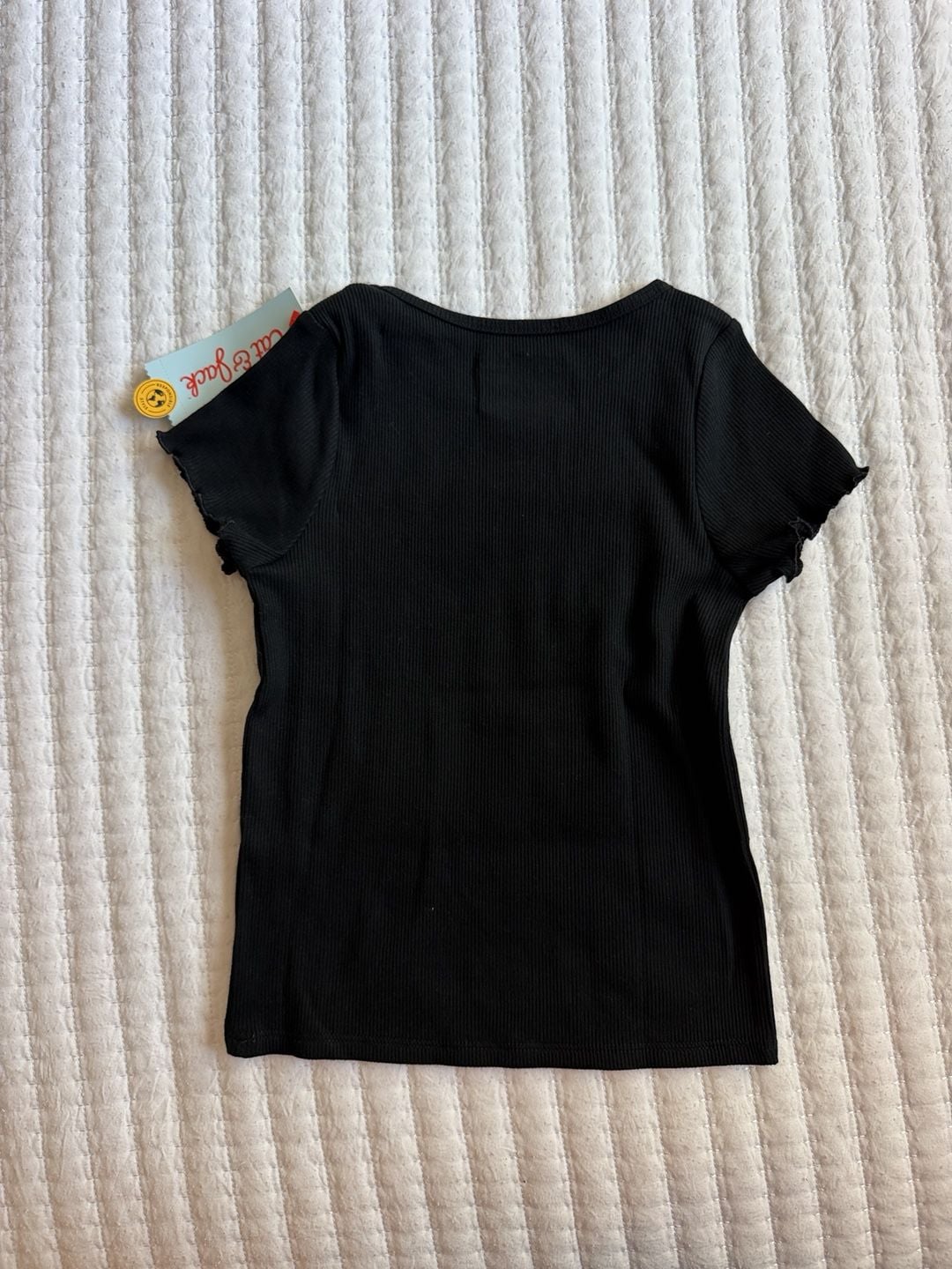 Cat & Jack Ribbed Tee Size XS 4/5 Black Short Sleeve New 3