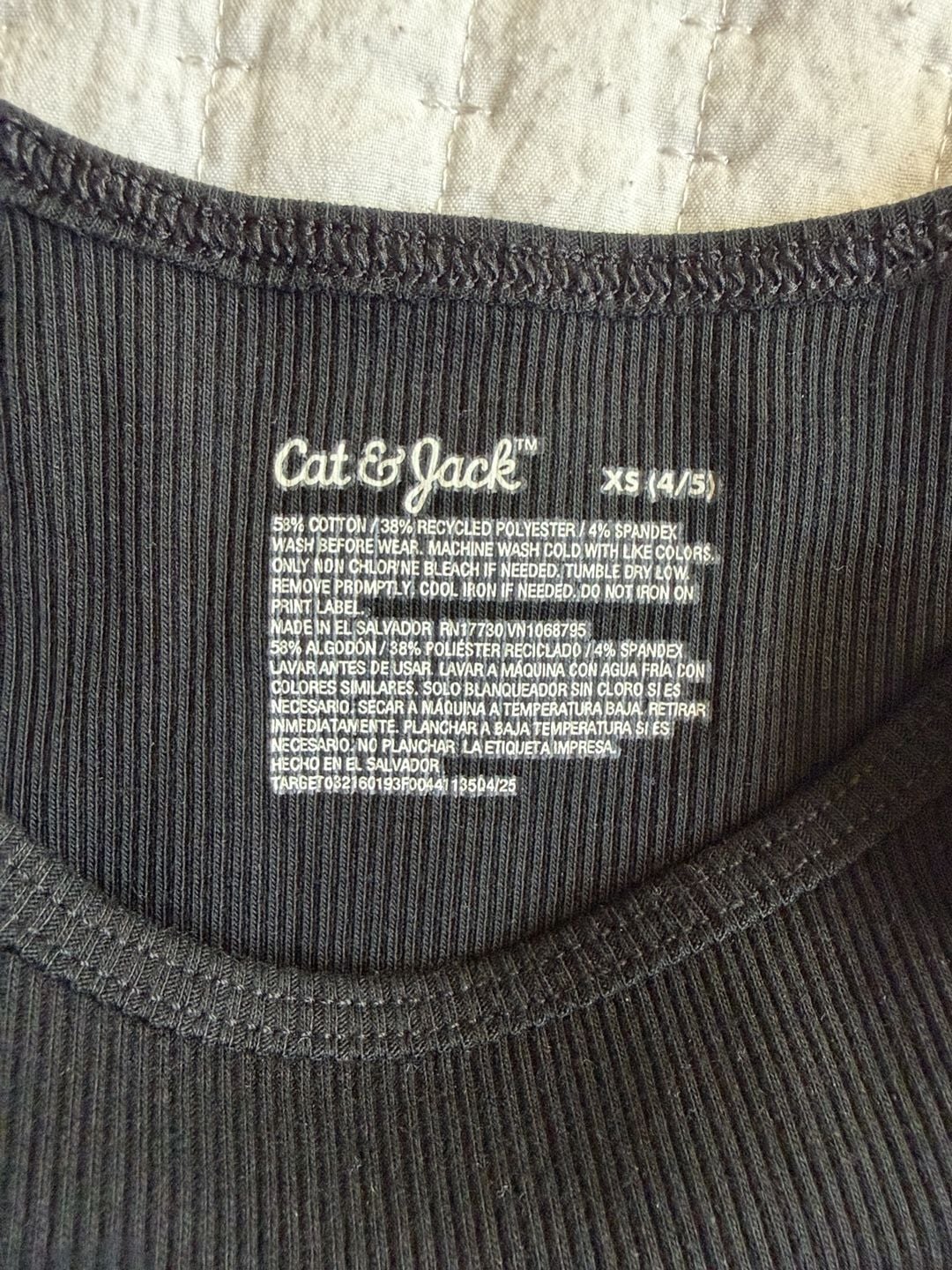 Cat & Jack Ribbed Tee Size XS 4/5 Black Short Sleeve New 4