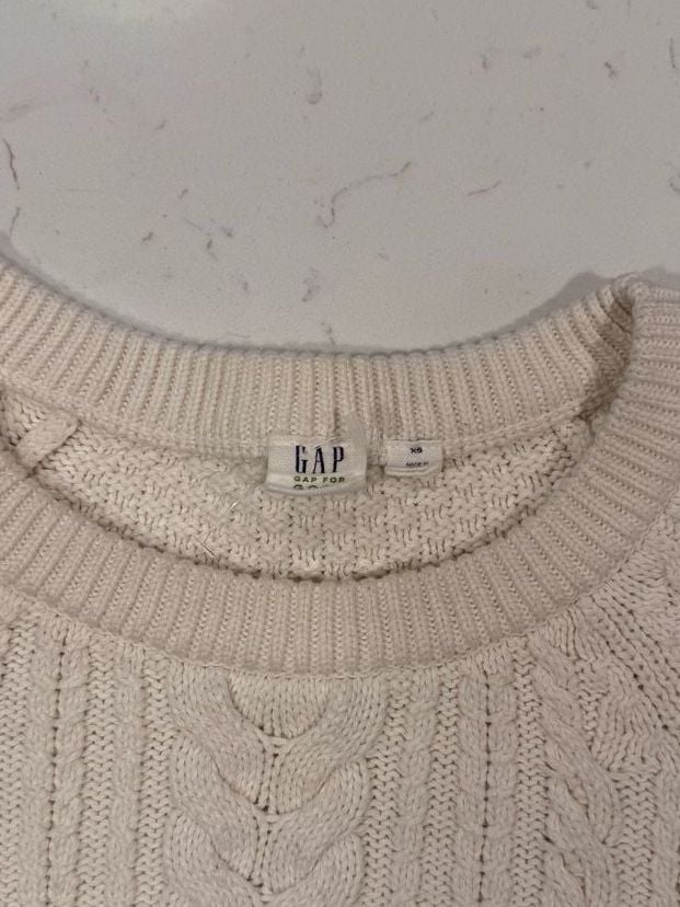 Gap Cable Knit Crewneck Sweater Size XS Off White Cotton 3