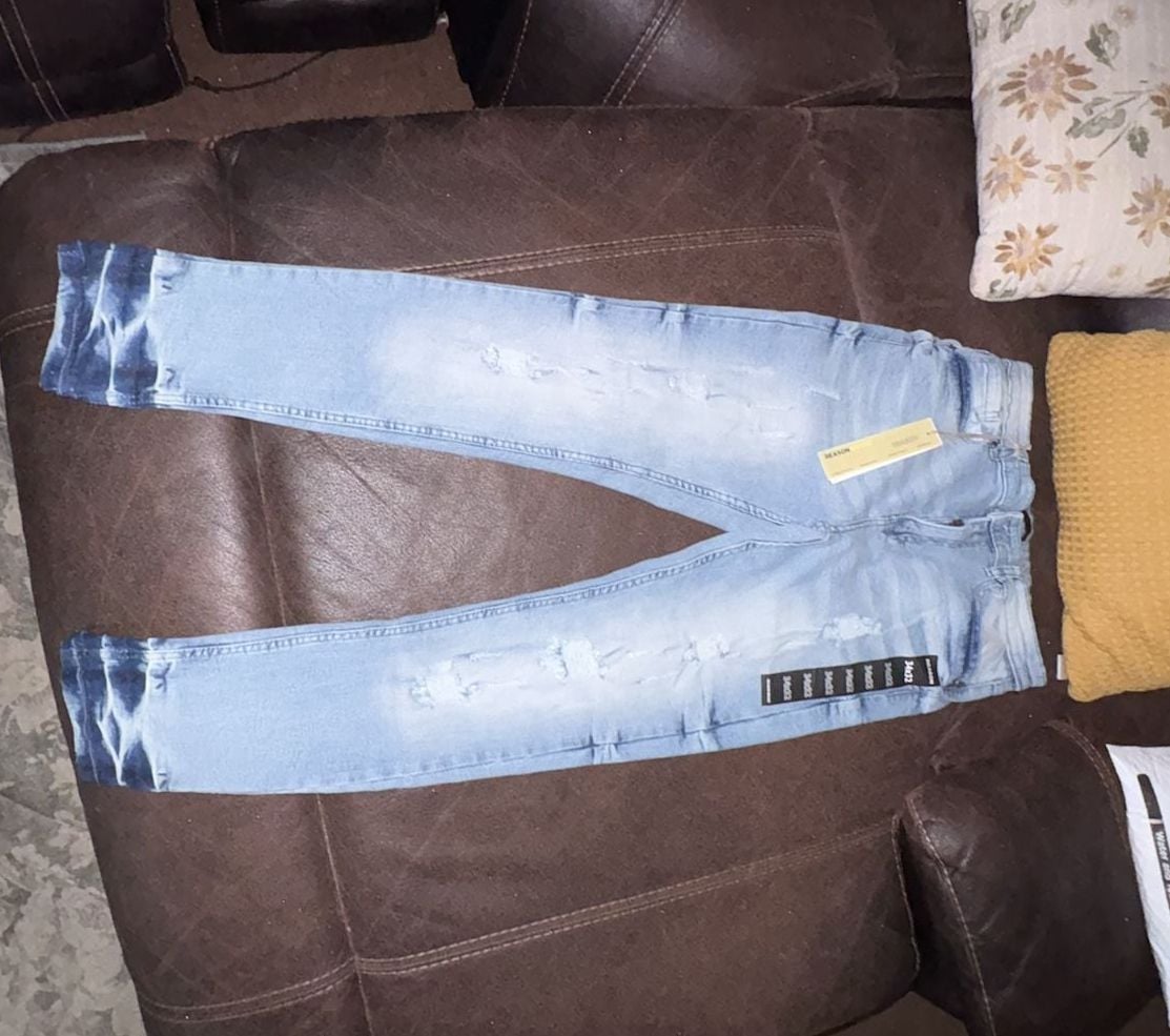 Reason Brand Skinny Jeans Size 34x32 Light Wash Distressed 2