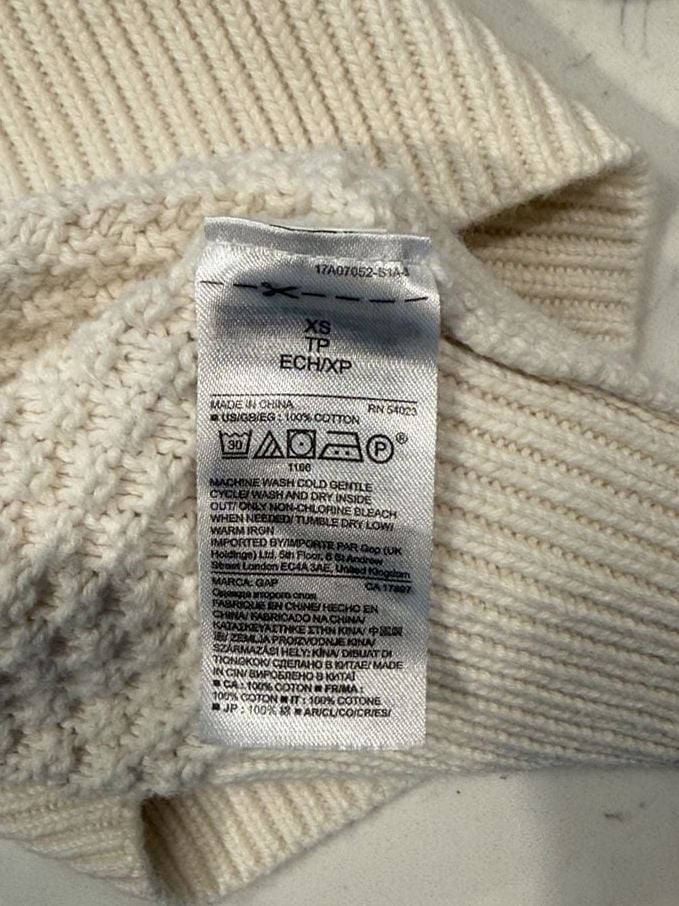 Gap Cable Knit Crewneck Sweater Size XS Off White Cotton 4