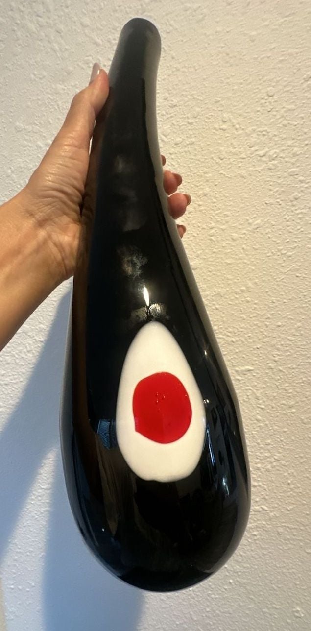 Murano Style Black and Red Glass Vase 4