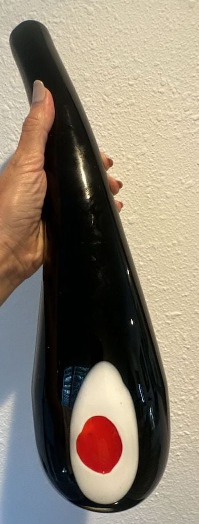 Murano Style Black and Red Glass Vase 2