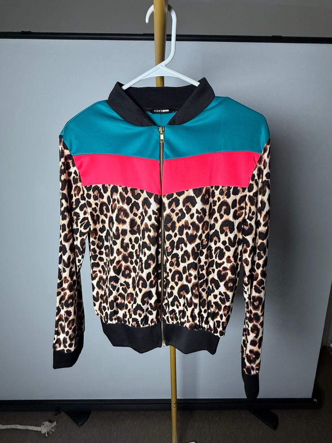 Fashion Nova The Animal Within Jacket Size XL Color Block Leopard 1