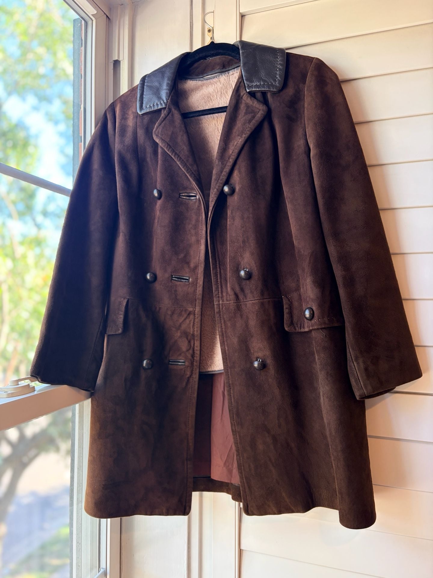 1970s Leather Suede Double Breasted Women’s Car Coat Western Boho 2