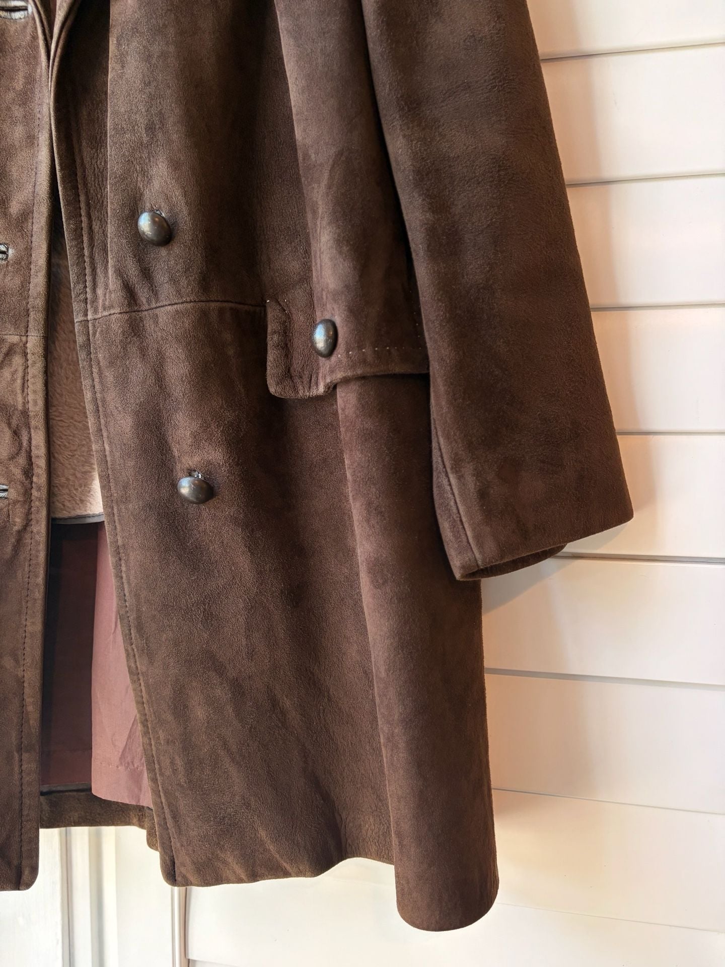 1970s Leather Suede Double Breasted Women’s Car Coat Western Boho 3