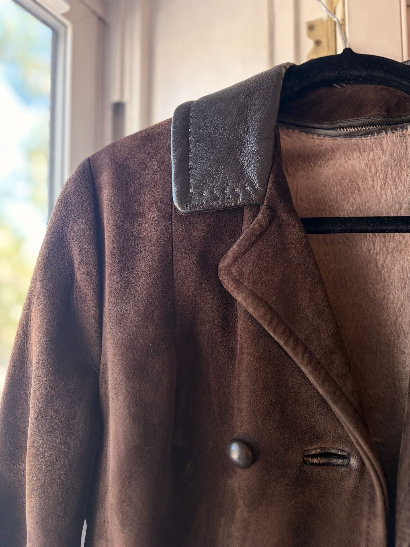 1970s Leather Suede Double Breasted Women’s Car Coat Western Boho 4