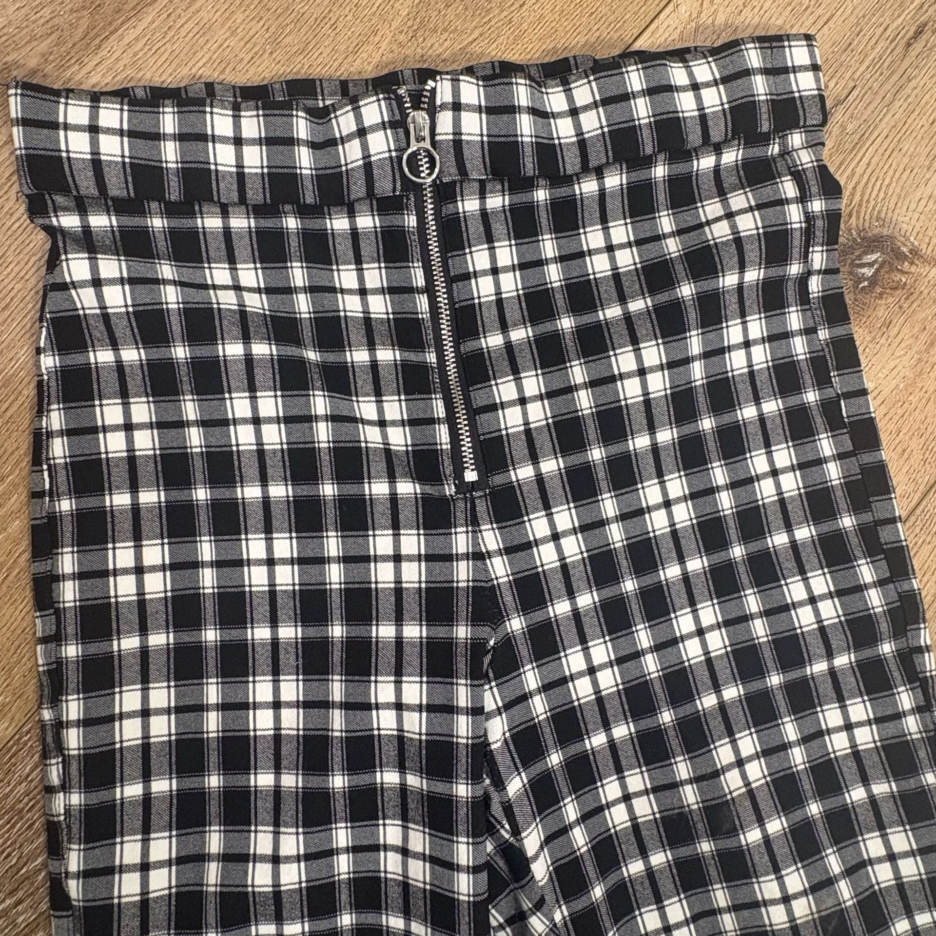 Garage Black White Plaid Pants Women’s M Y2K Grunge Punk Tartan Straight Leg 11