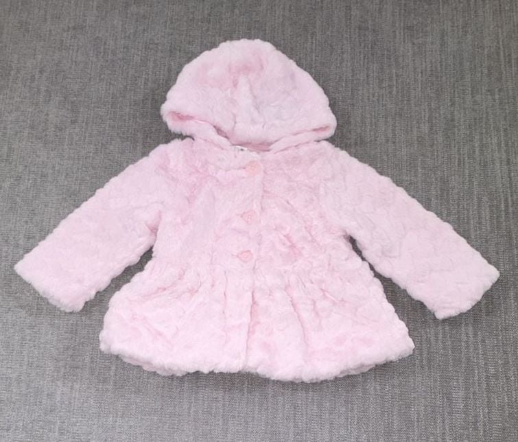 First Impressions Faux Fur Hooded Jacket Size 18 Months Pink 2