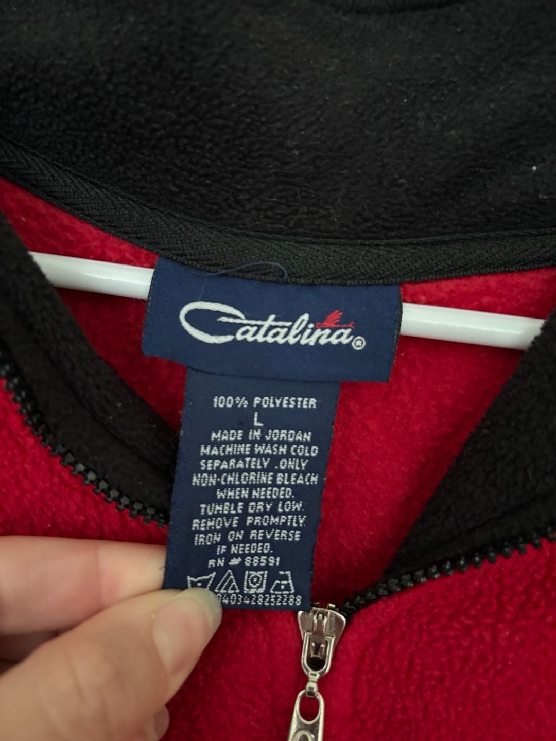 Catalina Fleece Pullover Size L Red Black Half Zip Sweatshirt 4