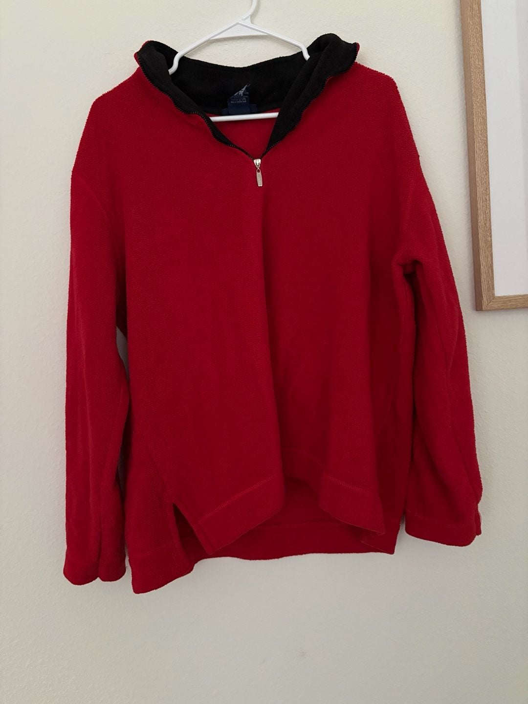 Catalina Fleece Pullover Size L Red Black Half Zip Sweatshirt 5