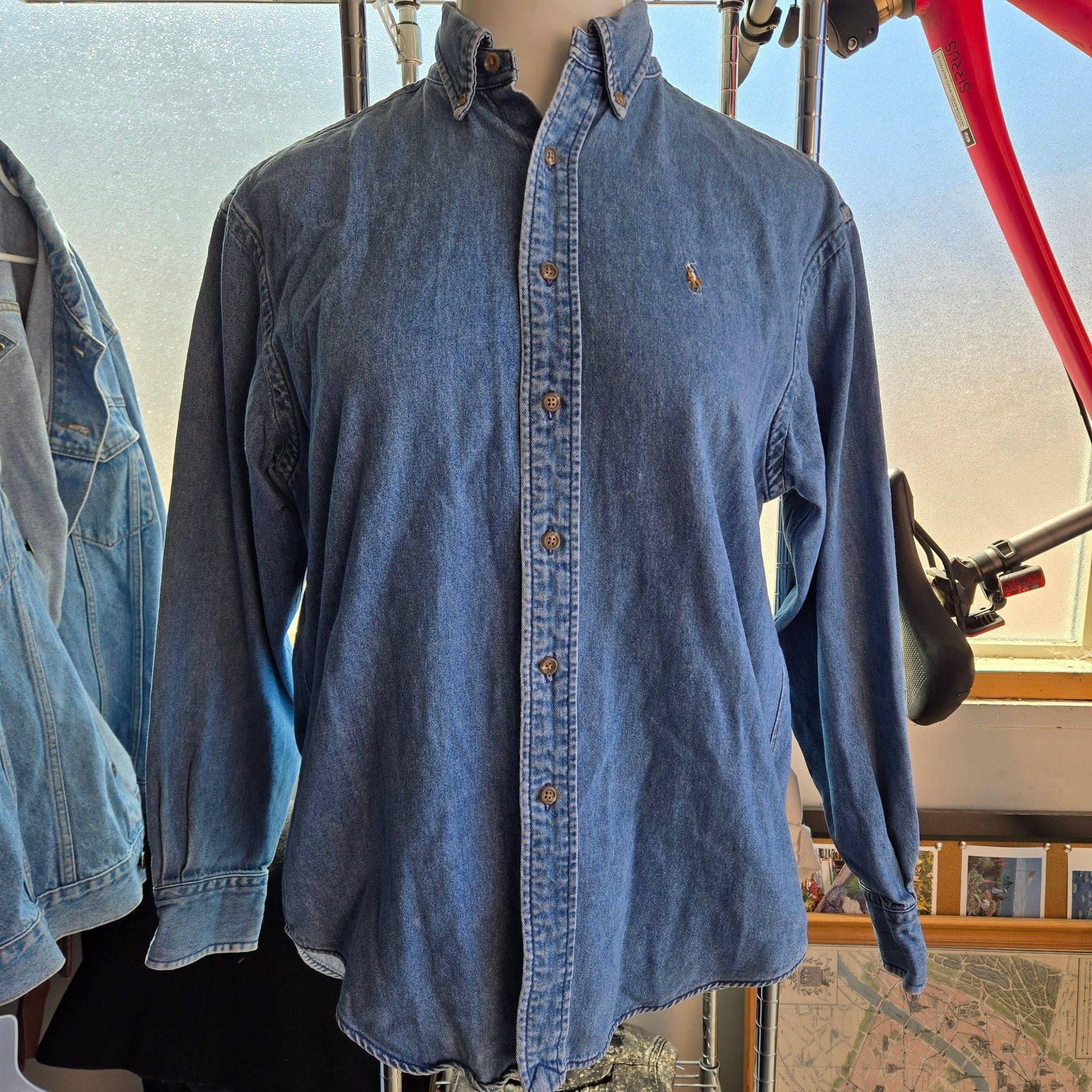 Ralph Lauren Denim Long Sleeve Button Down Shirt Blue Cotton 2