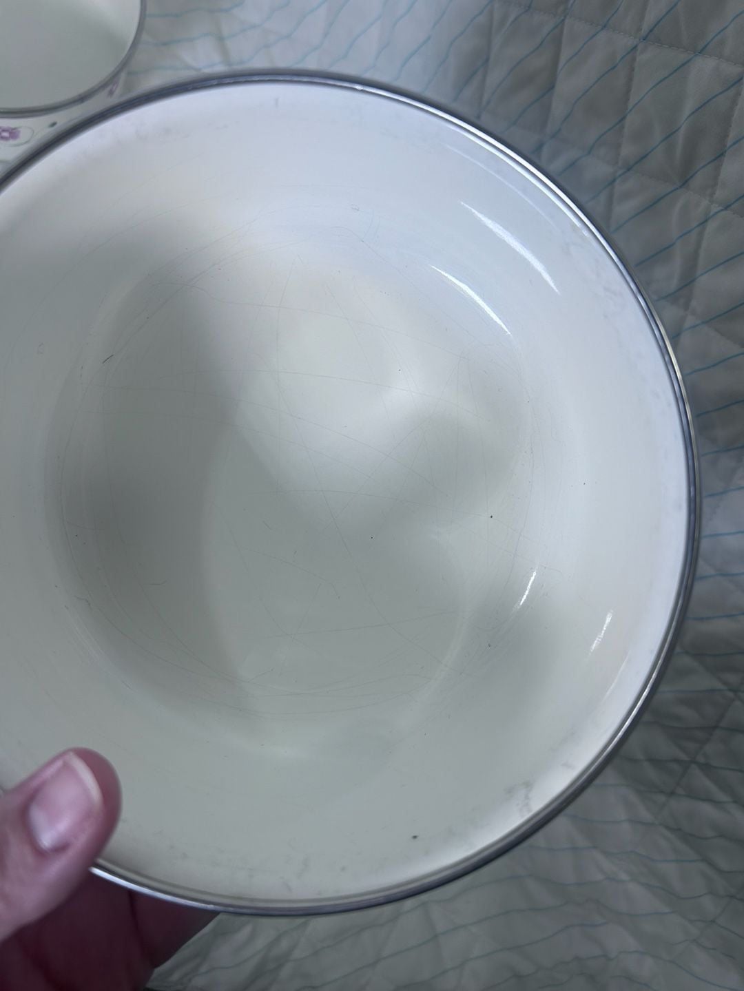 Vintage Enamel Nesting Bowls Floral Purple White Set of 3 7