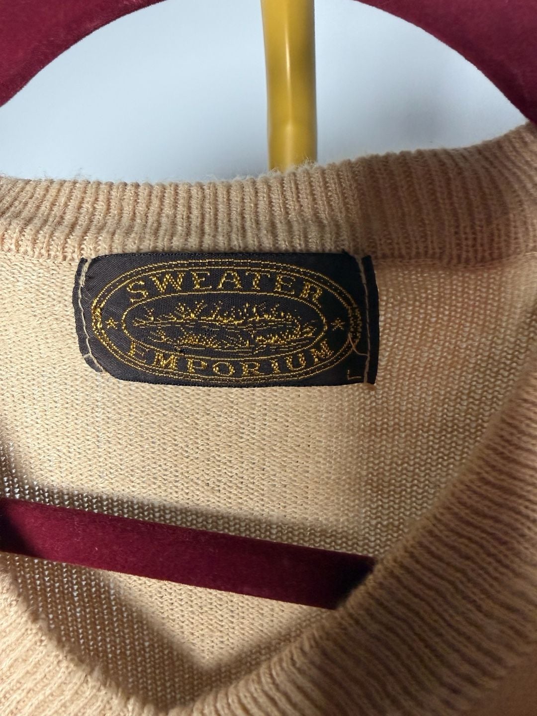 Sweater Emporium V-Neck Sweater Size L Tan Cream 3