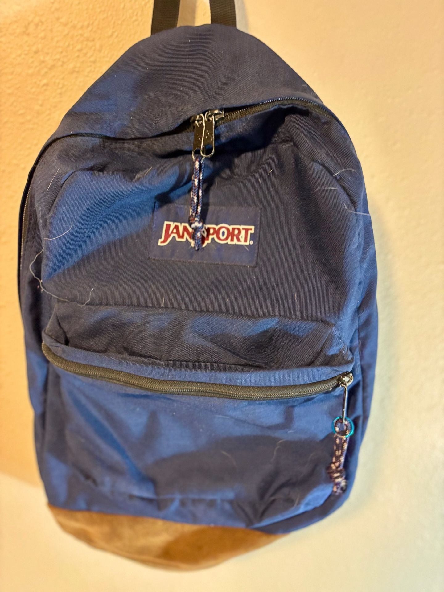 JanSport Navy Blue Backpack Suede Bottom 2