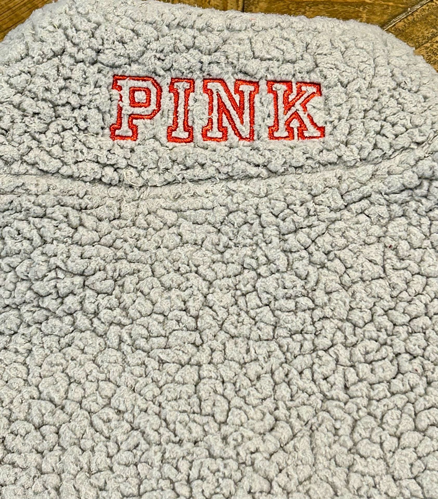 Pink Victoria's Secret Alabama Sherpa Pullover Size S Grey Red Bling 8