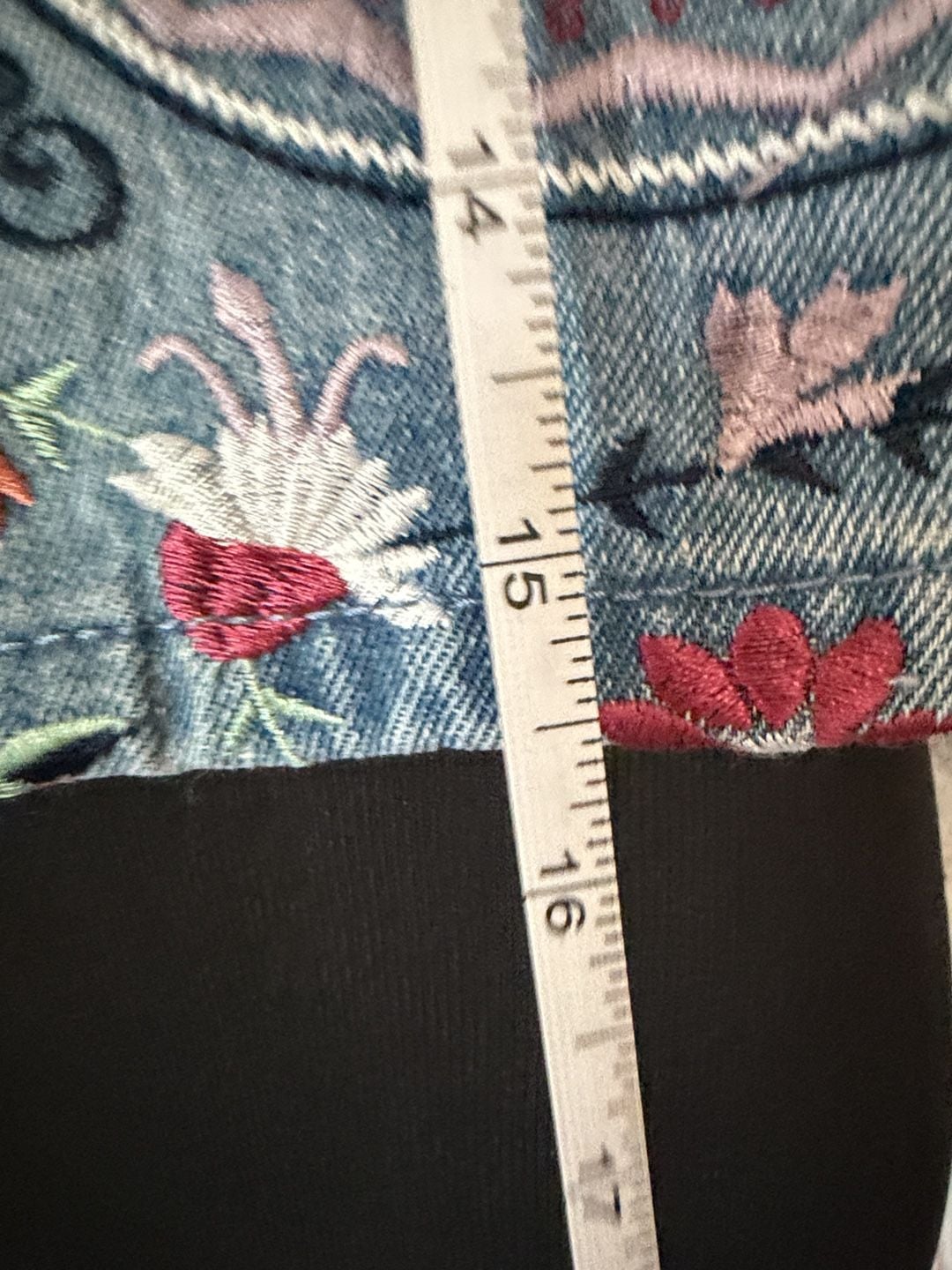908 Denim Co. Embroidered Denim Mini Skirt Size USA 4 5