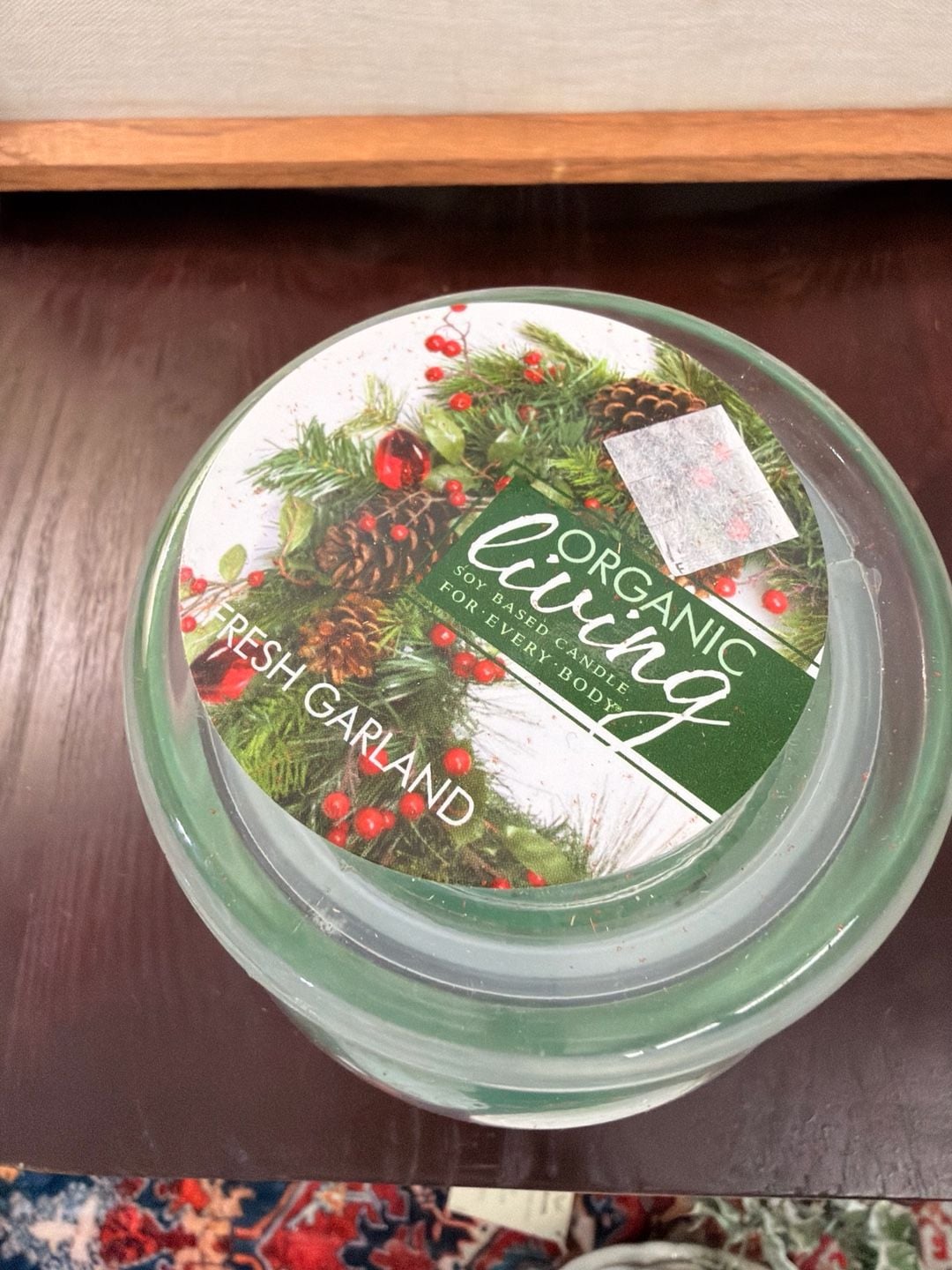 Holiday Candle Organic Living Fresh Garland Soy Based Candle Glass Jar Christmas 2