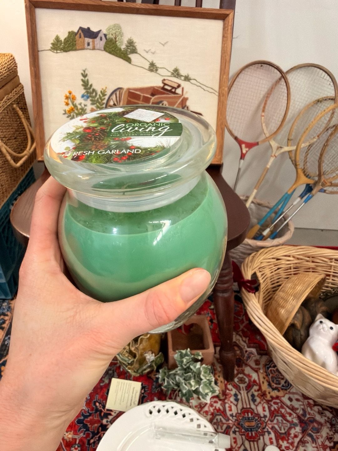 Holiday Candle Organic Living Fresh Garland Soy Based Candle Glass Jar Christmas 5