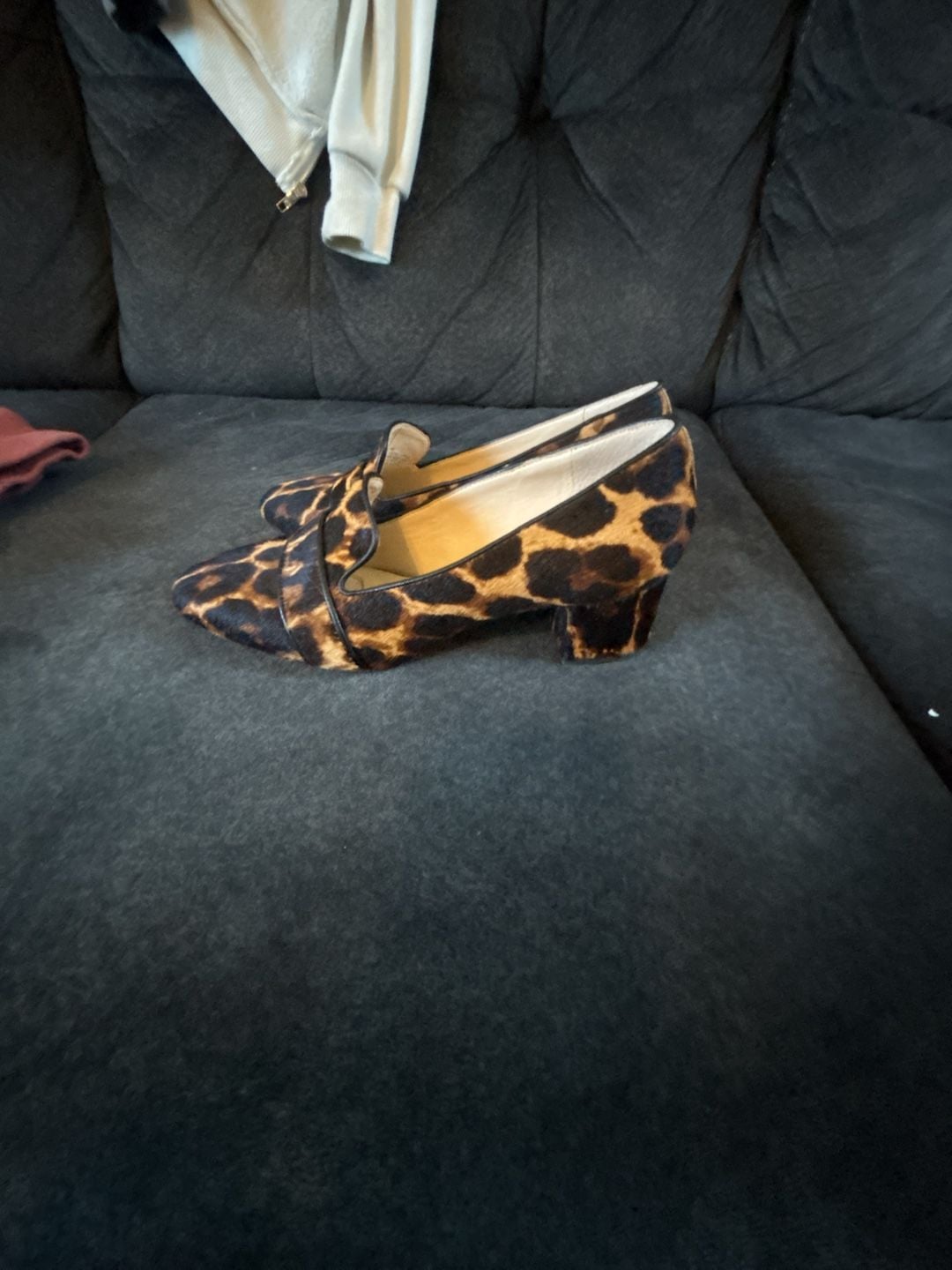 Alex Marie Leopard Print Calf Hair Loafer Block Heel Size 8M 7