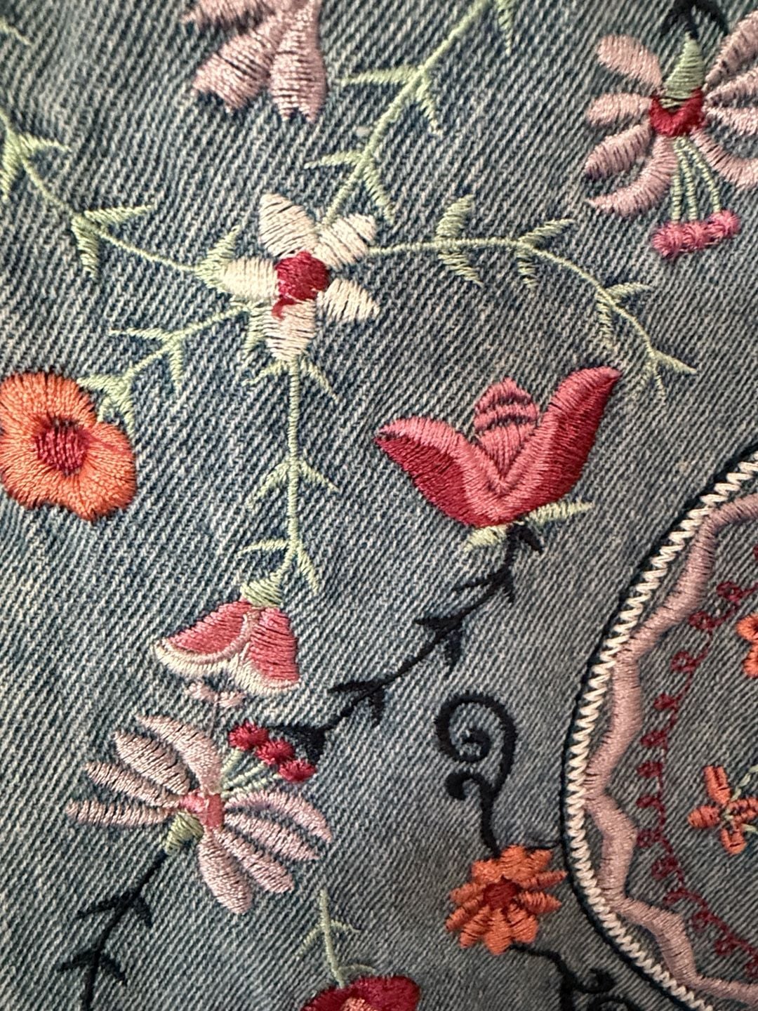 908 Denim Co. Embroidered Denim Mini Skirt Size USA 4 6