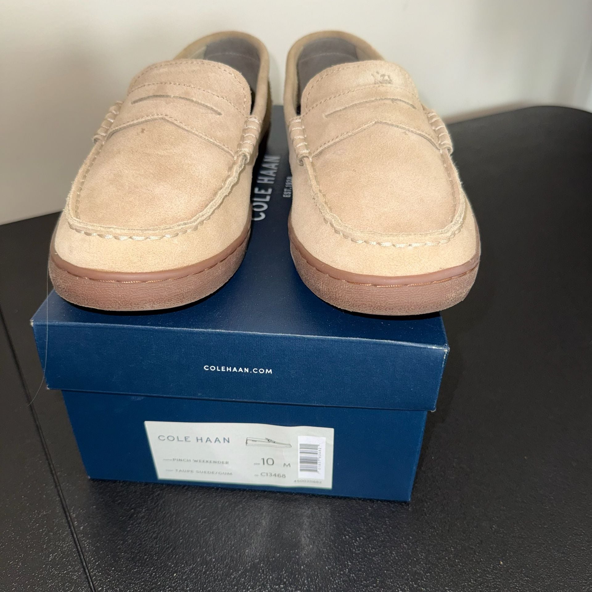 Cole Haan Pinch Weekender Size 10 M Taupe Suede Loafers 2