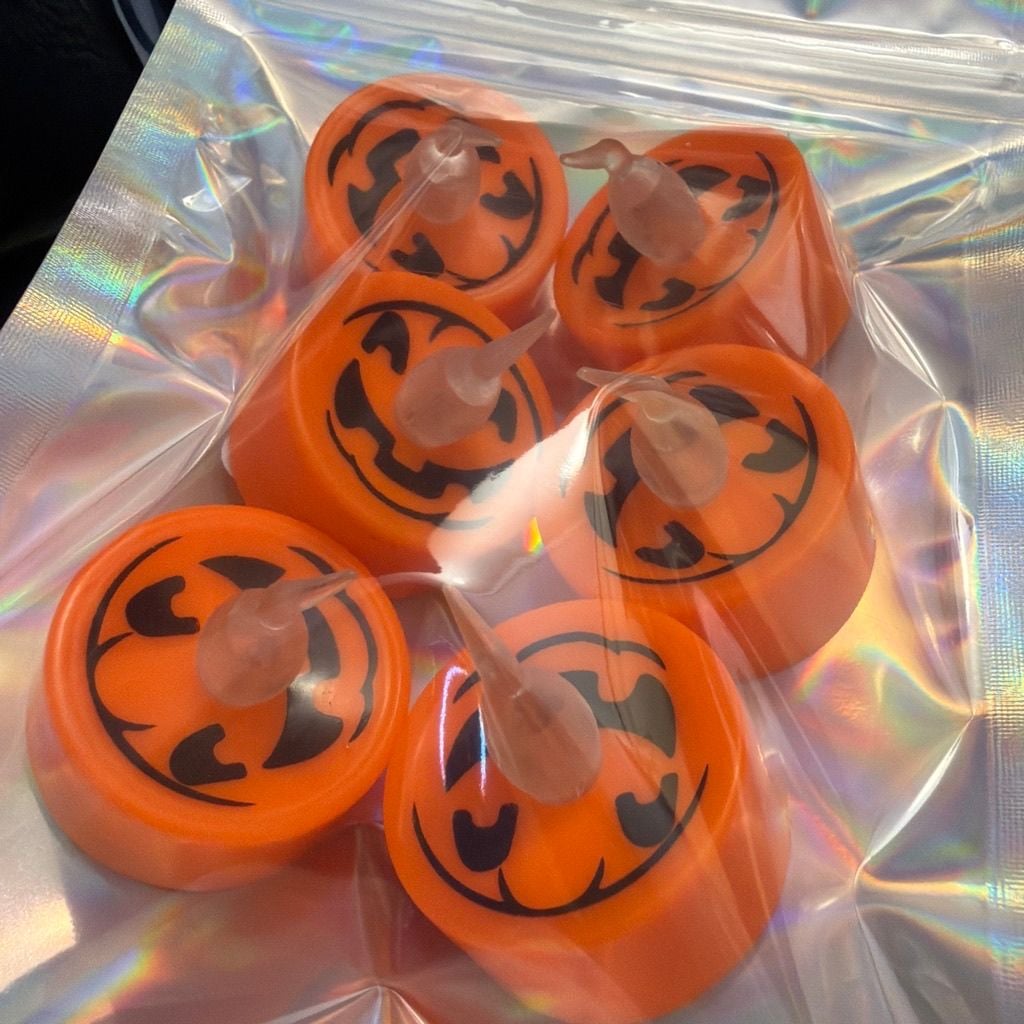 Halloween Pumpkin LED Tea Light Candles Set of 6 1